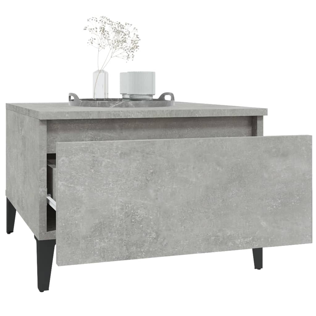 betonszürke szerelt fa dohányzóasztal 90x49x45 cm