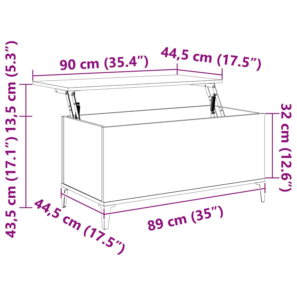 fekete szerelt fa dohányzóasztal 90x44,5x45 cm