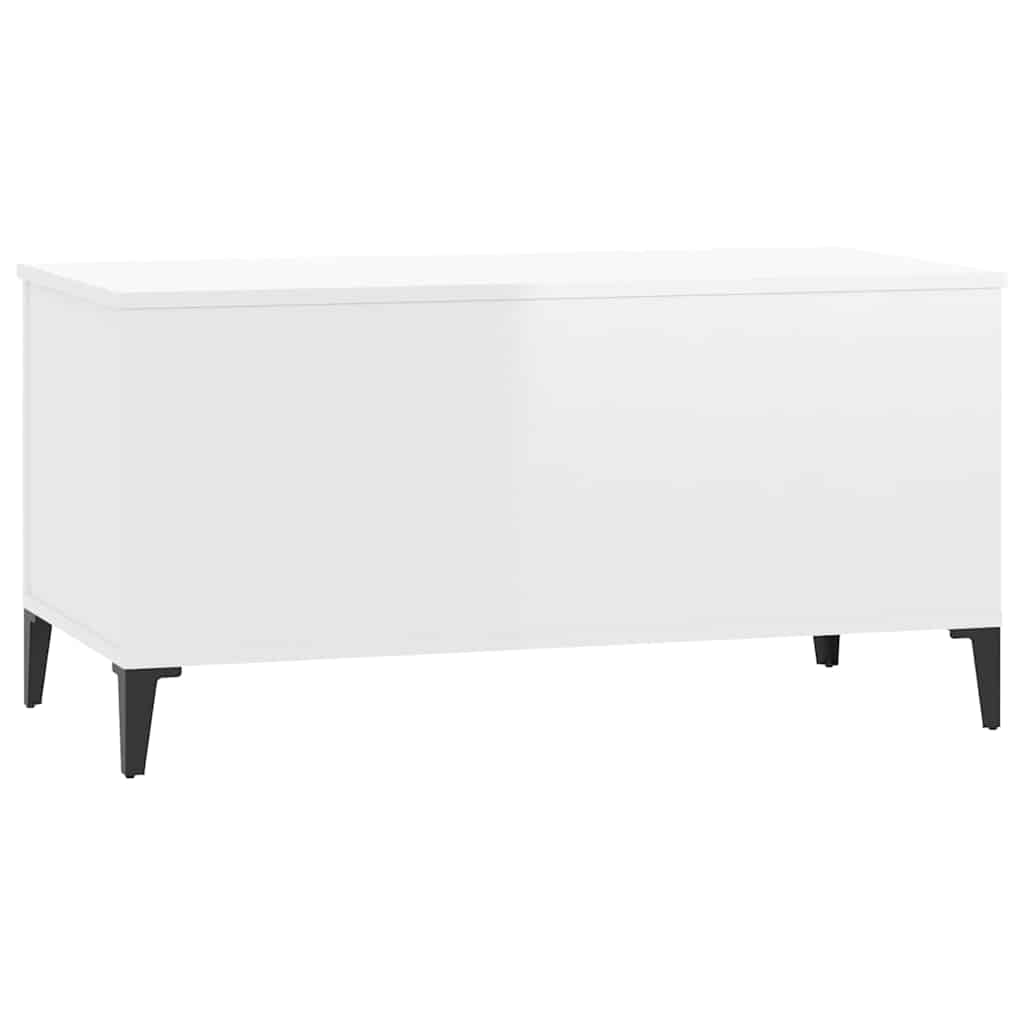 magasfényű fehér szerelt fa dohányzóasztal 90x44,5x45 cm