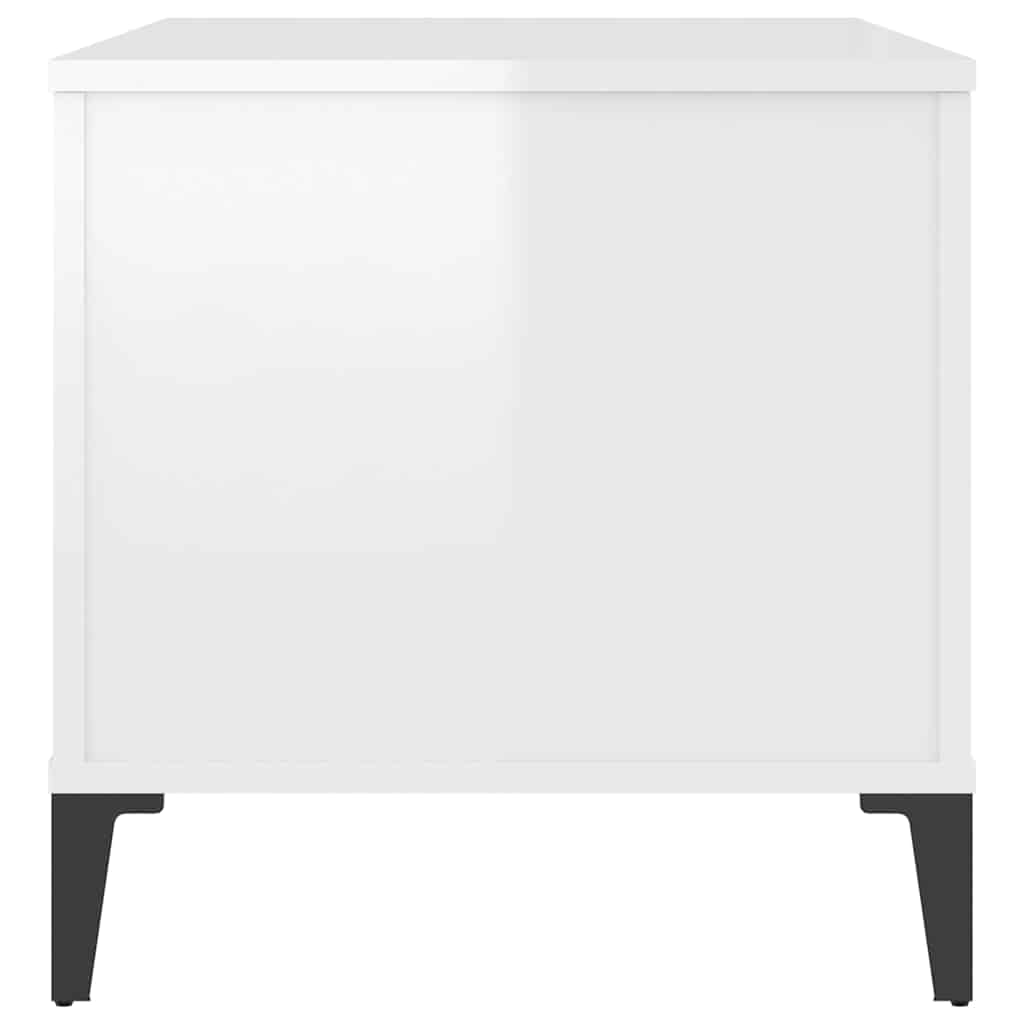 magasfényű fehér szerelt fa dohányzóasztal 90x44,5x45 cm