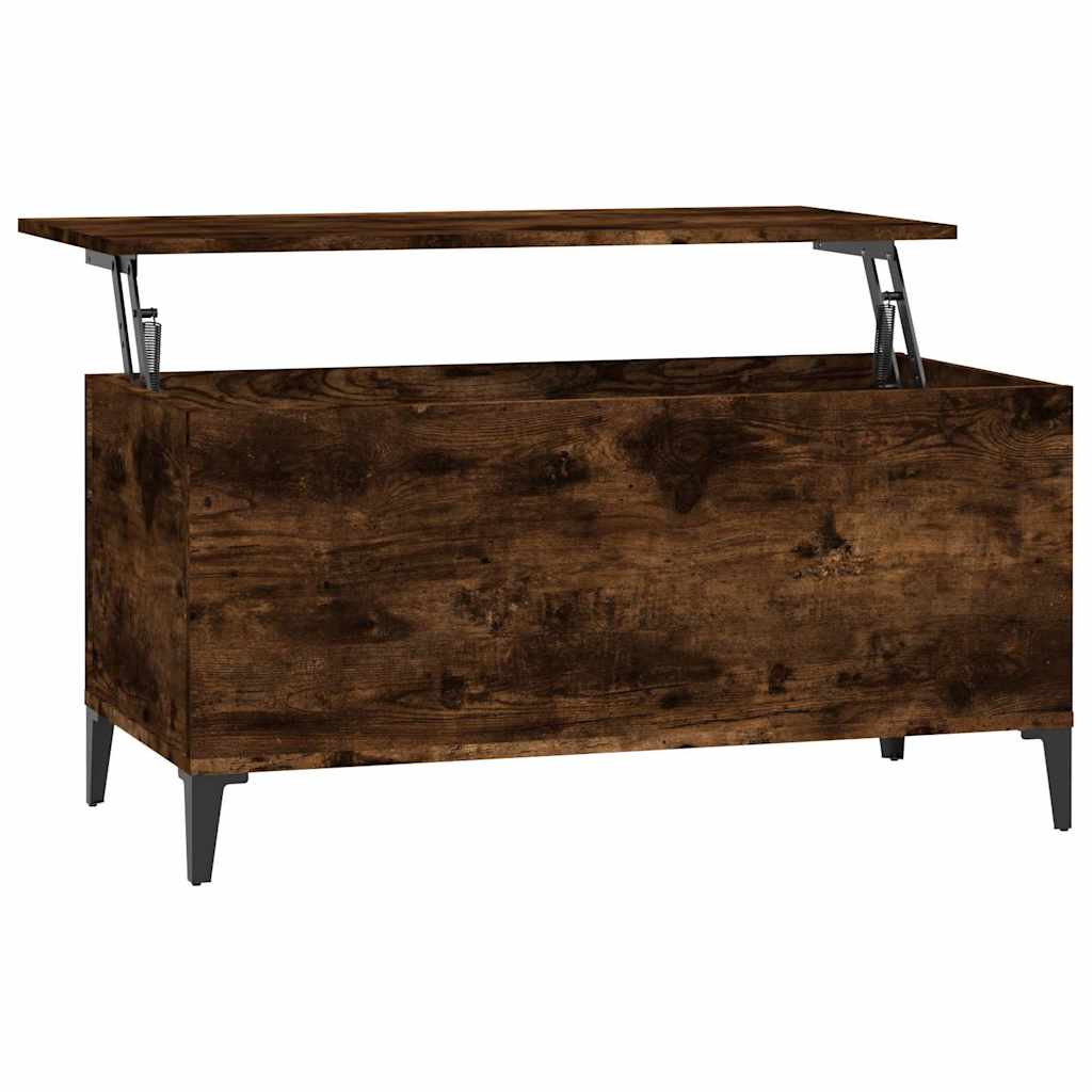 füstös tölgy színű szerelt fa dohányzóasztal 90 x 44,5 x 45 cm