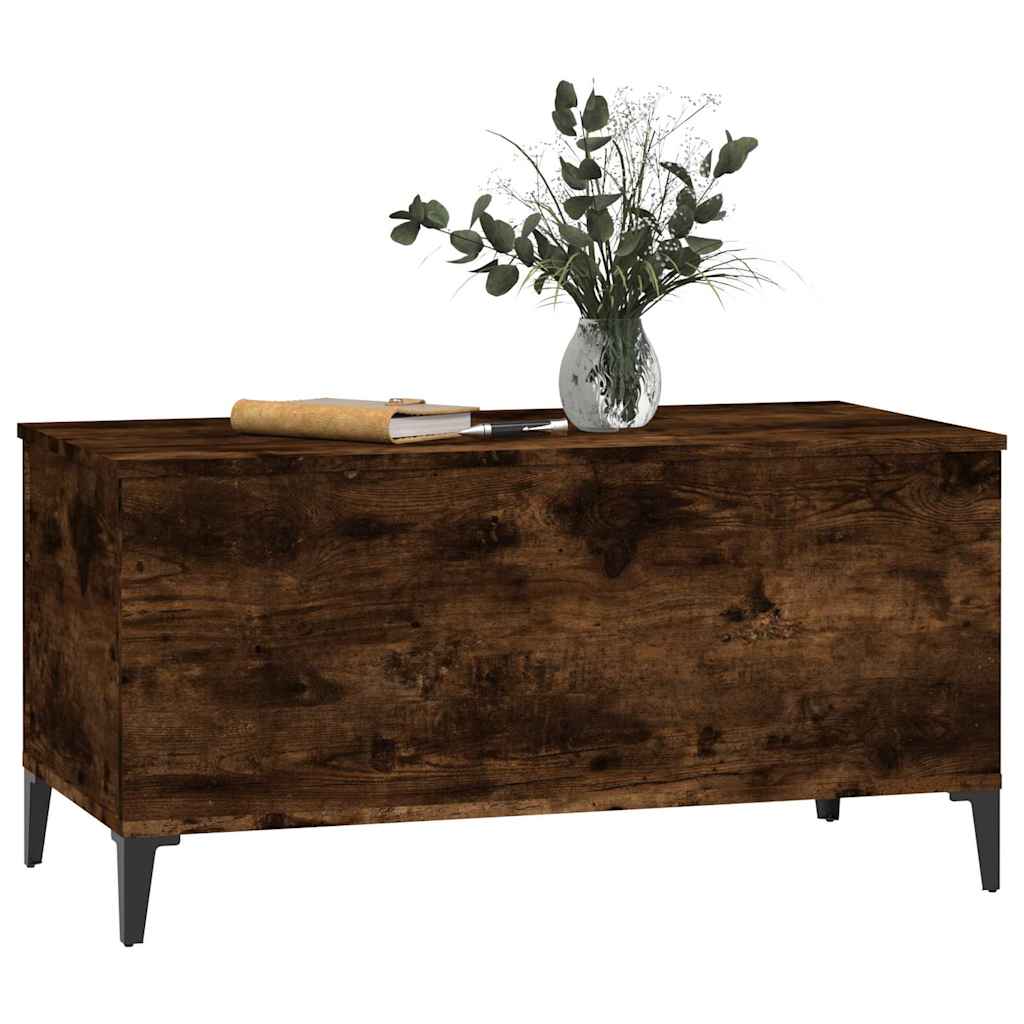 füstös tölgy színű szerelt fa dohányzóasztal 90 x 44,5 x 45 cm