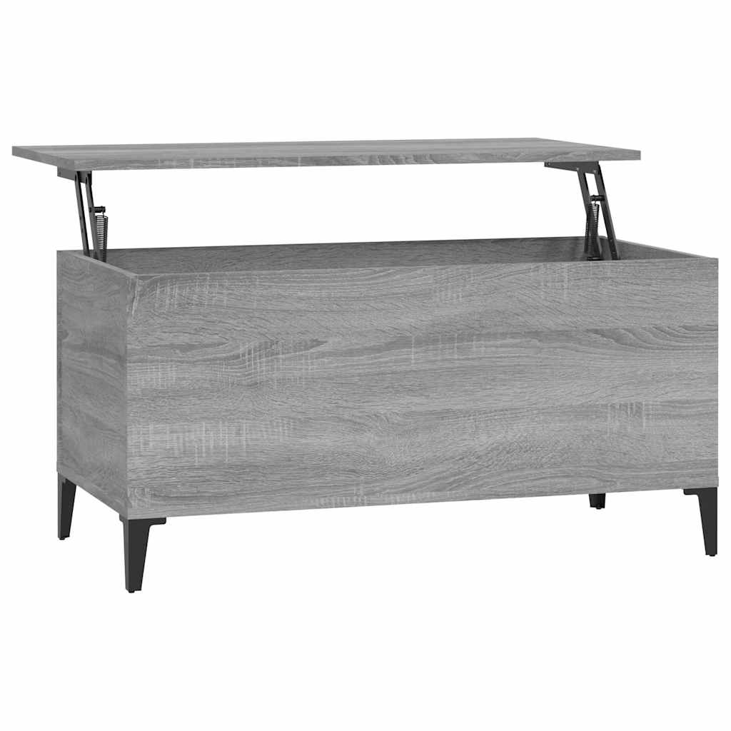 szürke sonoma színű szerelt fa dohányzóasztal 90x44,5x45 cm