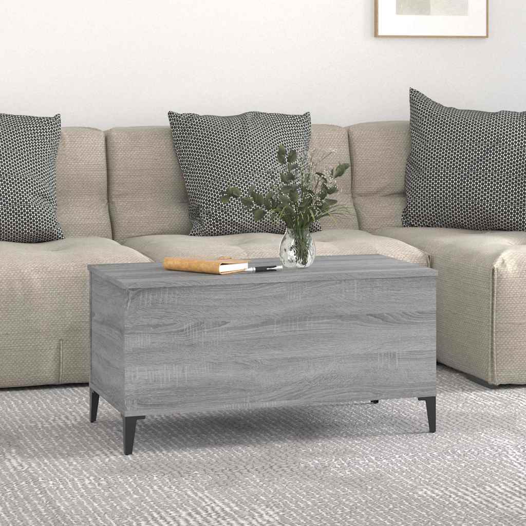 szürke sonoma színű szerelt fa dohányzóasztal 90x44,5x45 cm