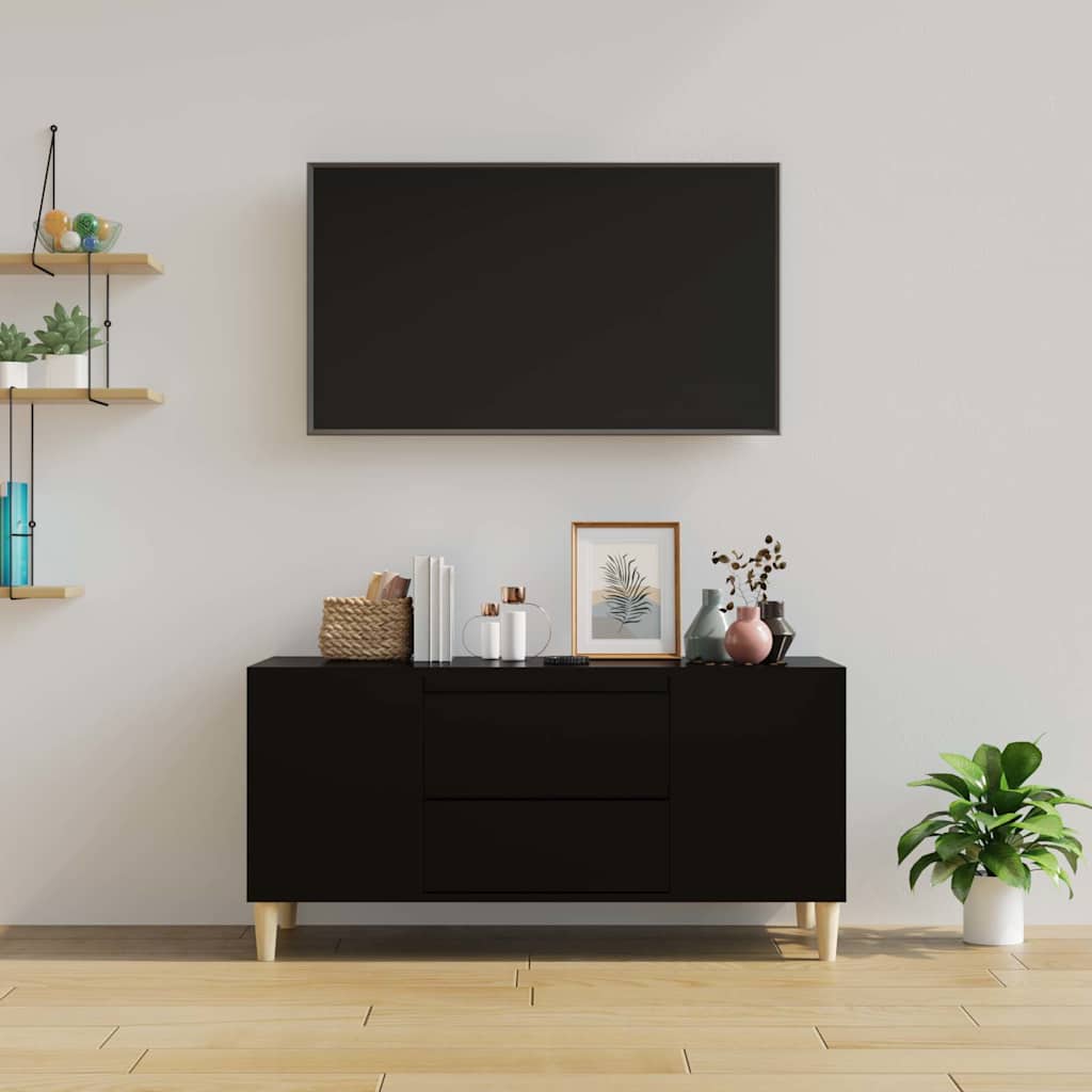 fekete szerelt fa TV-szekrény 102x44,5x50 cm