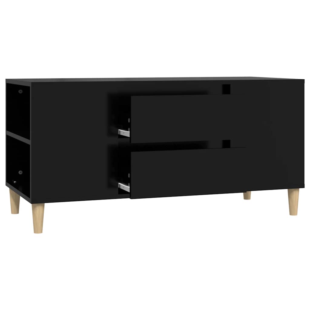 fekete szerelt fa TV-szekrény 102x44,5x50 cm