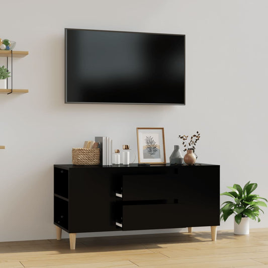 fekete szerelt fa TV-szekrény 102x44,5x50 cm