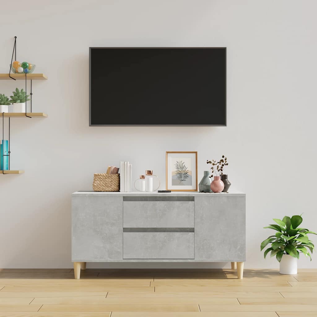 betonszürke szerelt fa TV-szekrény 102 x 44,5 x 50 cm