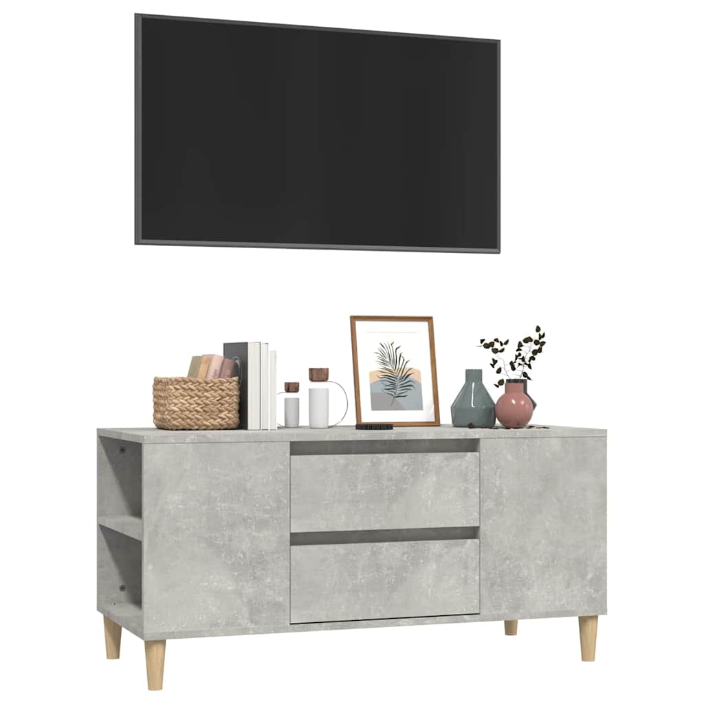 betonszürke szerelt fa TV-szekrény 102 x 44,5 x 50 cm