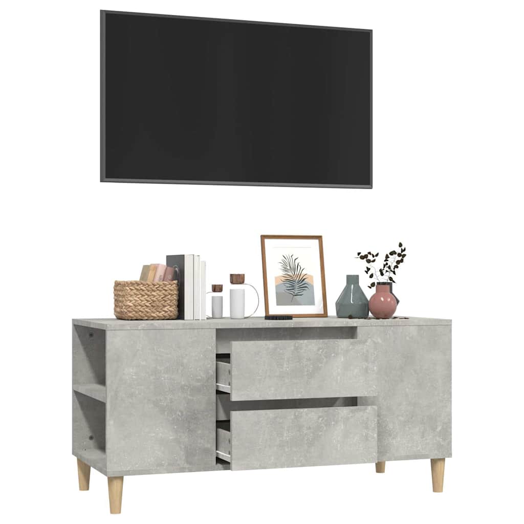 betonszürke szerelt fa TV-szekrény 102 x 44,5 x 50 cm