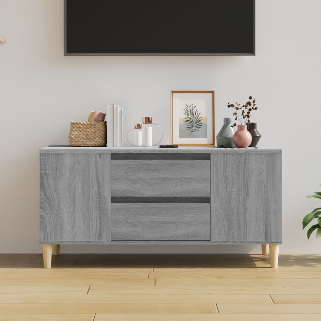 szürke sonoma színű szerelt fa TV-szekrény 102x44,5x50 cm