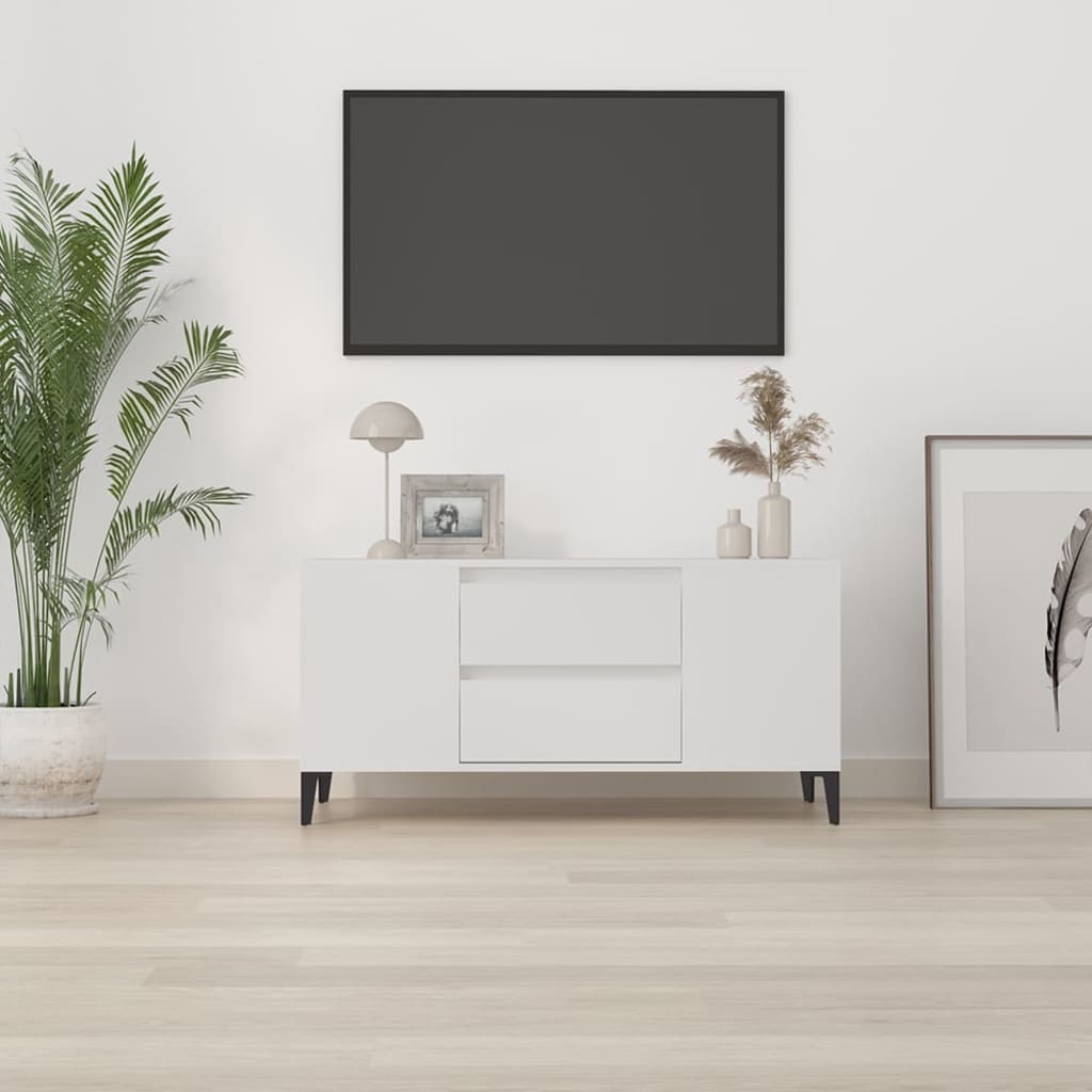 fehér szerelt fa TV-szekrény 102x44,5x50 cm