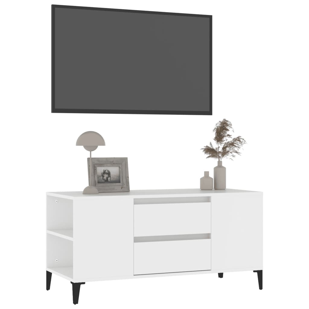 fehér szerelt fa TV-szekrény 102x44,5x50 cm