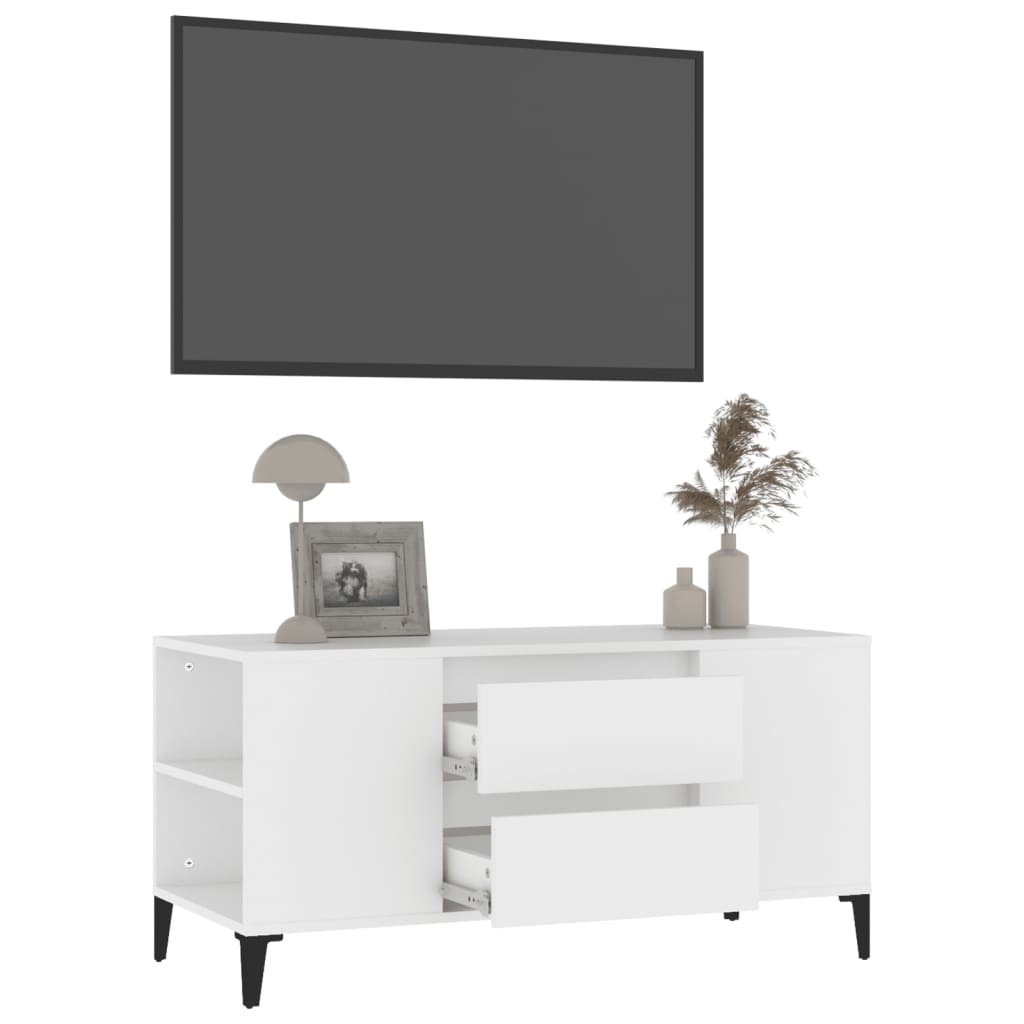 fehér szerelt fa TV-szekrény 102x44,5x50 cm