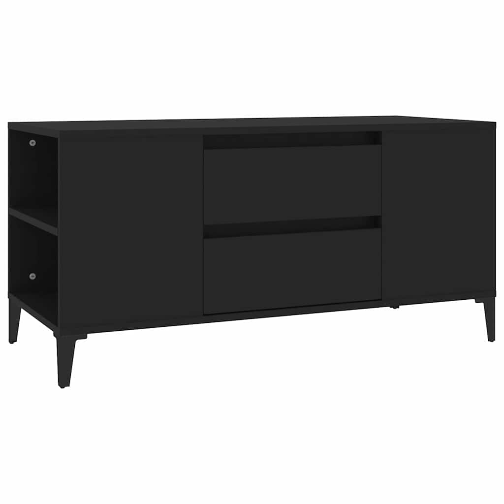 fekete szerelt fa TV-szekrény 102x44,5x50 cm