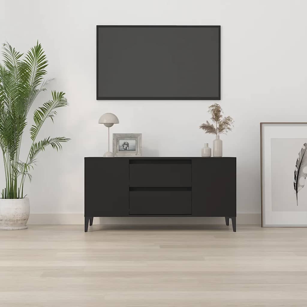 fekete szerelt fa TV-szekrény 102x44,5x50 cm