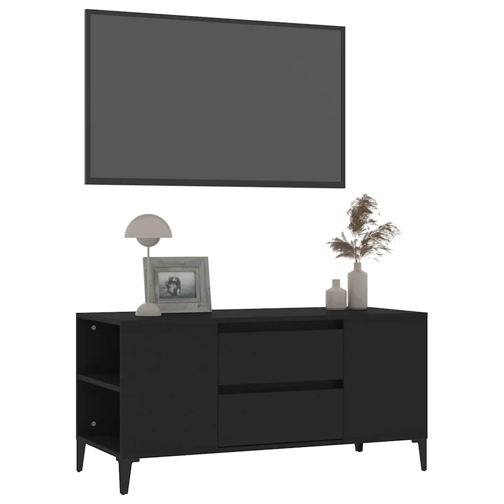 fekete szerelt fa TV-szekrény 102x44,5x50 cm