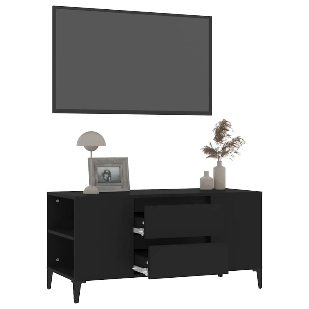 fekete szerelt fa TV-szekrény 102x44,5x50 cm