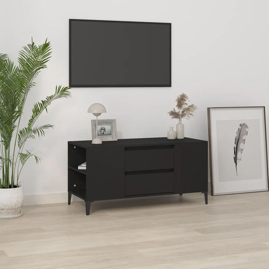 fekete szerelt fa TV-szekrény 102x44,5x50 cm