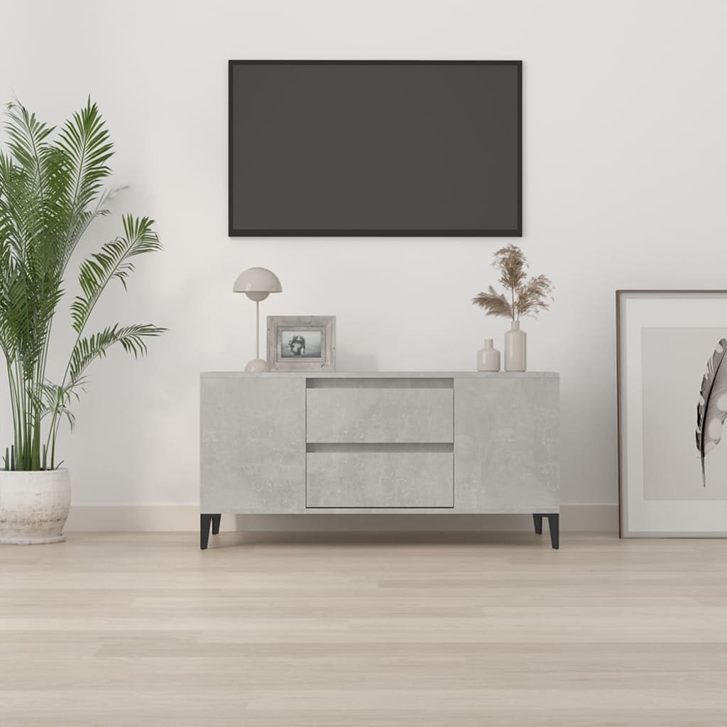 betonszürke szerelt fa TV-szekrény 102 x 44,5 x 50 cm