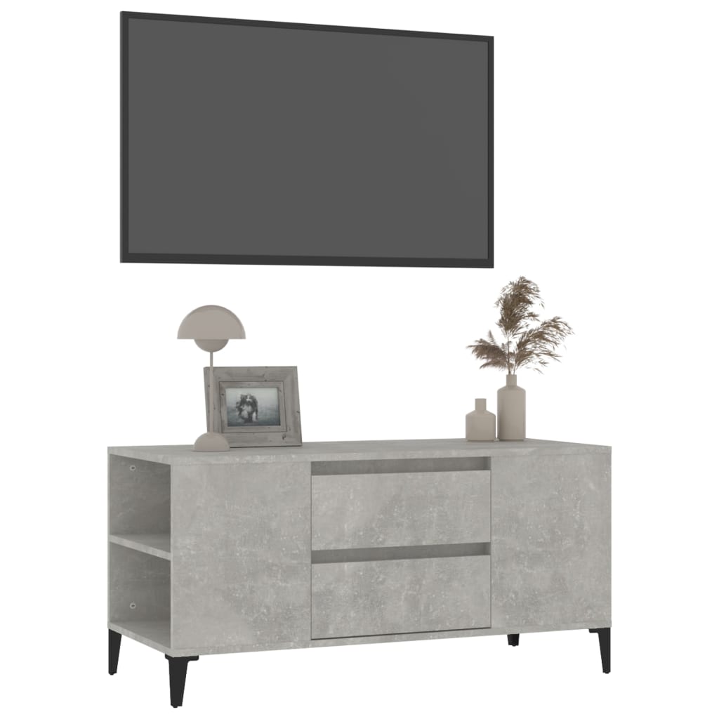 betonszürke szerelt fa TV-szekrény 102 x 44,5 x 50 cm