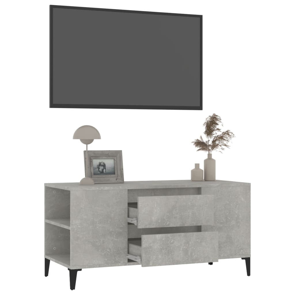 betonszürke szerelt fa TV-szekrény 102 x 44,5 x 50 cm