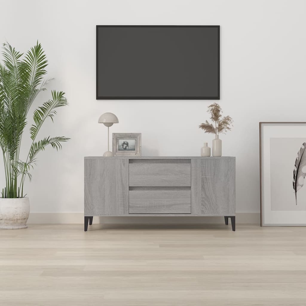 szürke sonoma színű szerelt fa TV-szekrény 102x44,5x50 cm