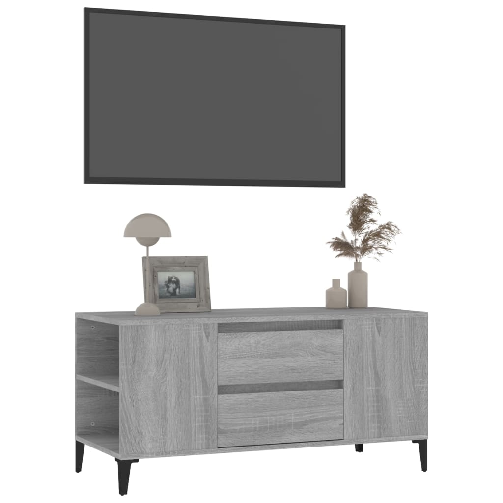 szürke sonoma színű szerelt fa TV-szekrény 102x44,5x50 cm