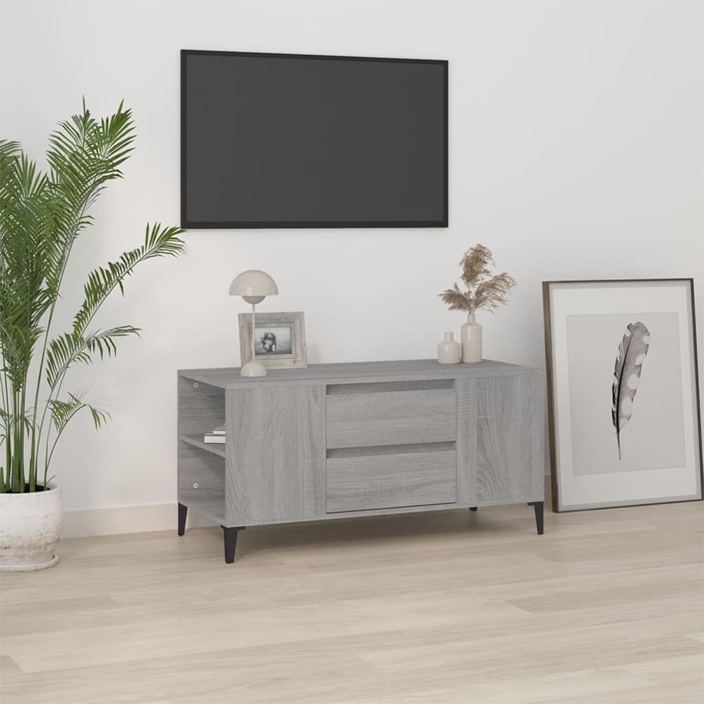 szürke sonoma színű szerelt fa TV-szekrény 102x44,5x50 cm