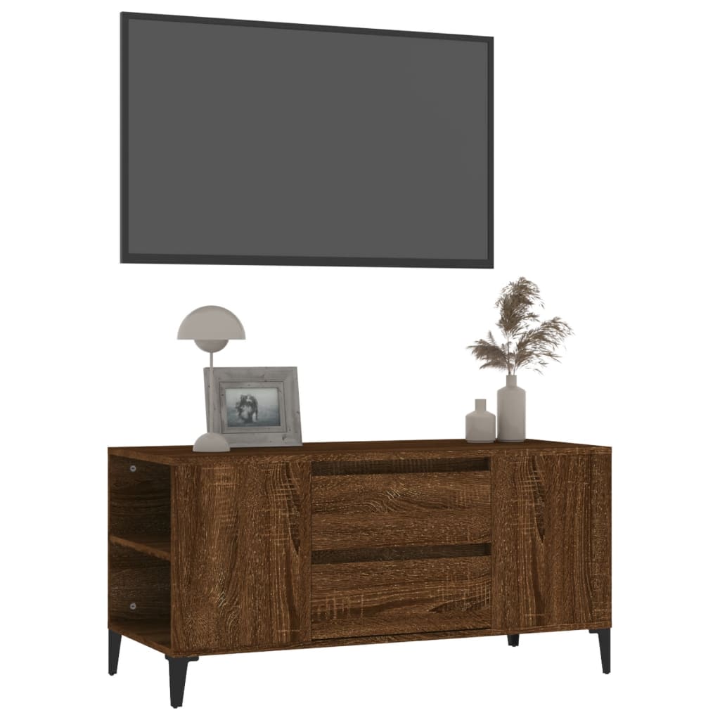 barna tölgy színű szerelt fa TV-szekrény 102x44,5x50 cm
