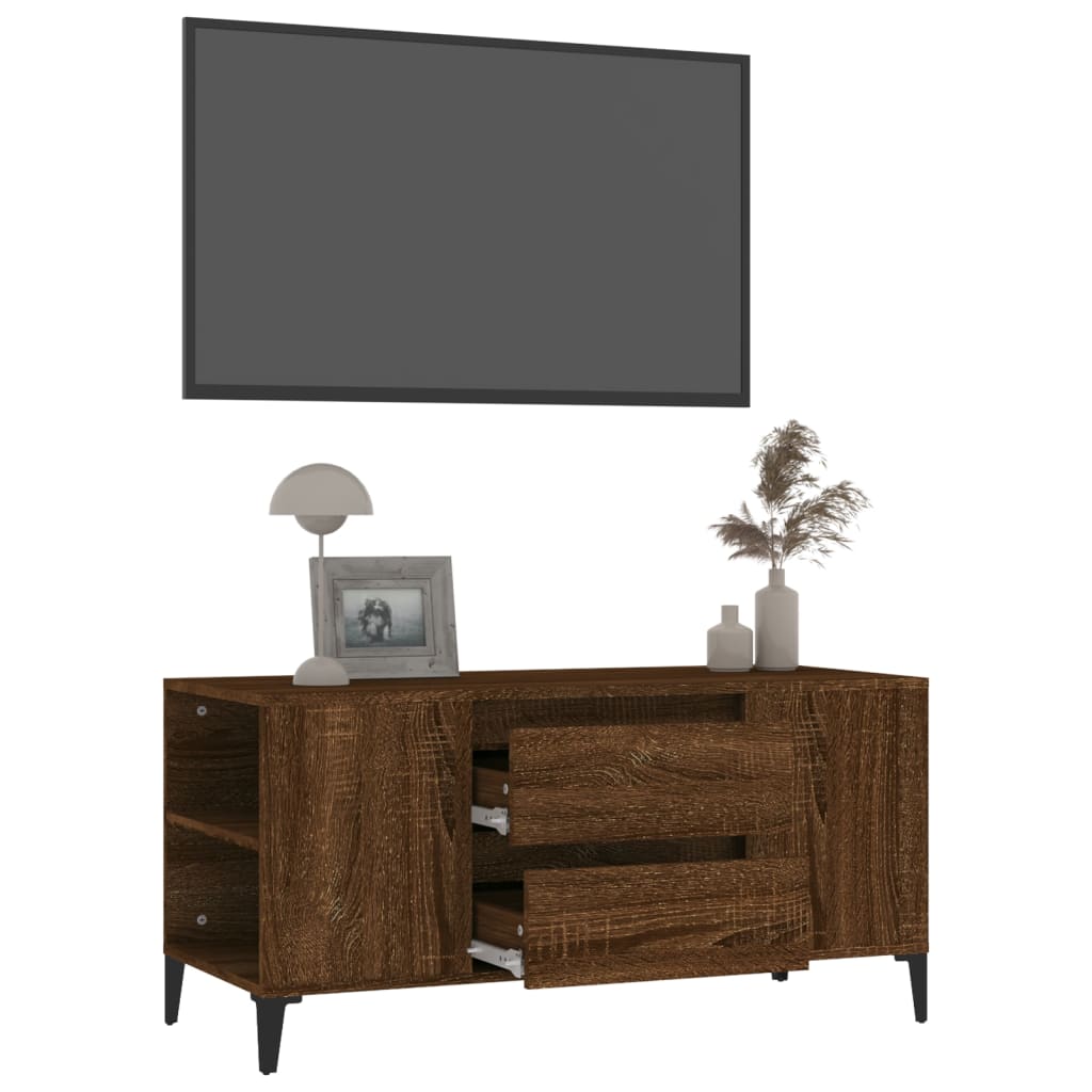 barna tölgy színű szerelt fa TV-szekrény 102x44,5x50 cm