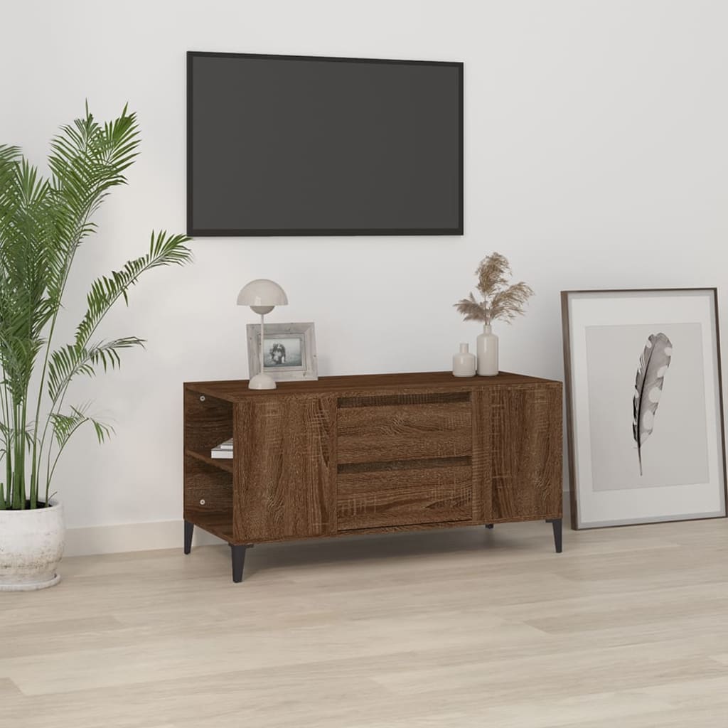 barna tölgy színű szerelt fa TV-szekrény 102x44,5x50 cm