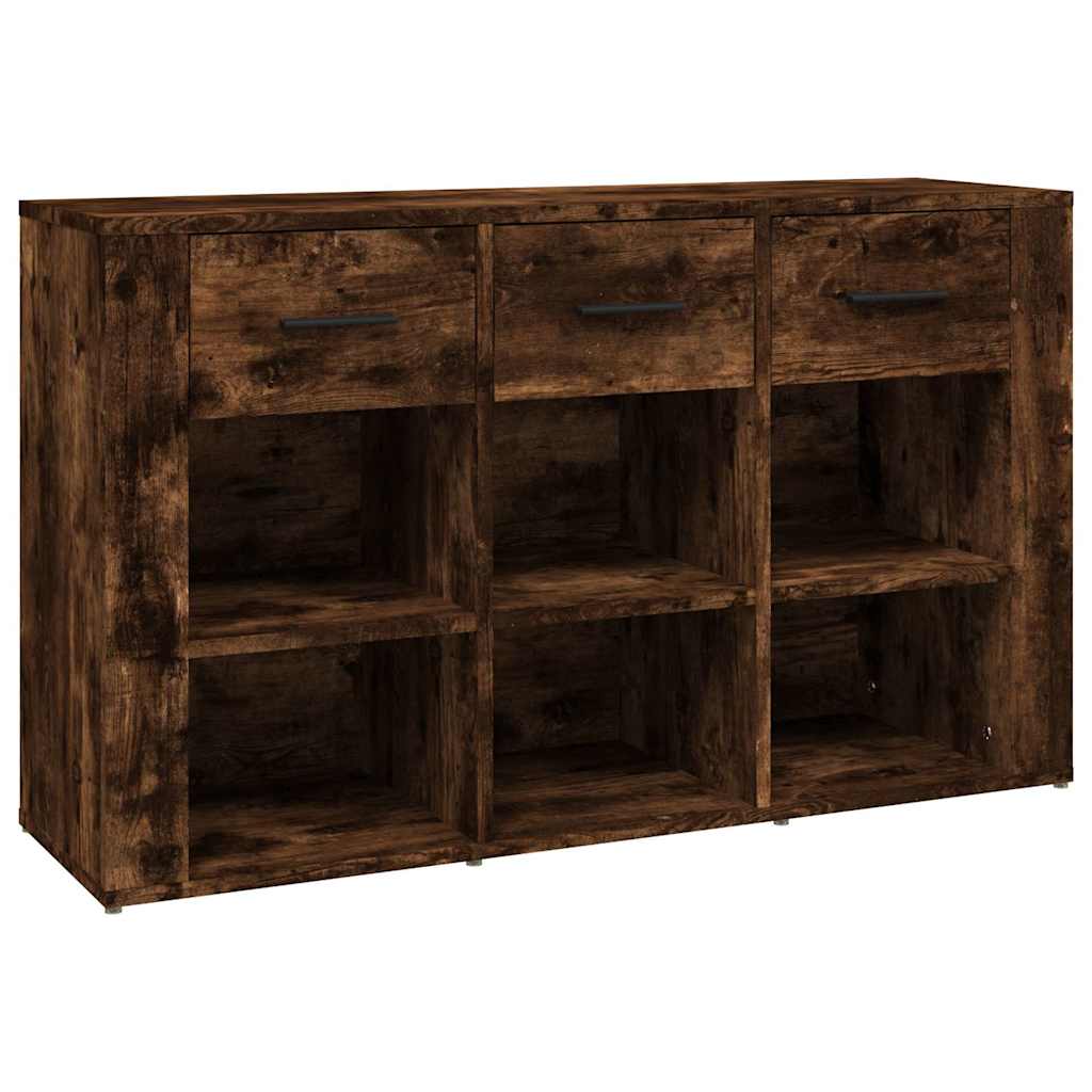 füstös tölgy színű szerelt fa tálalószekrény 100x30x59,5 cm