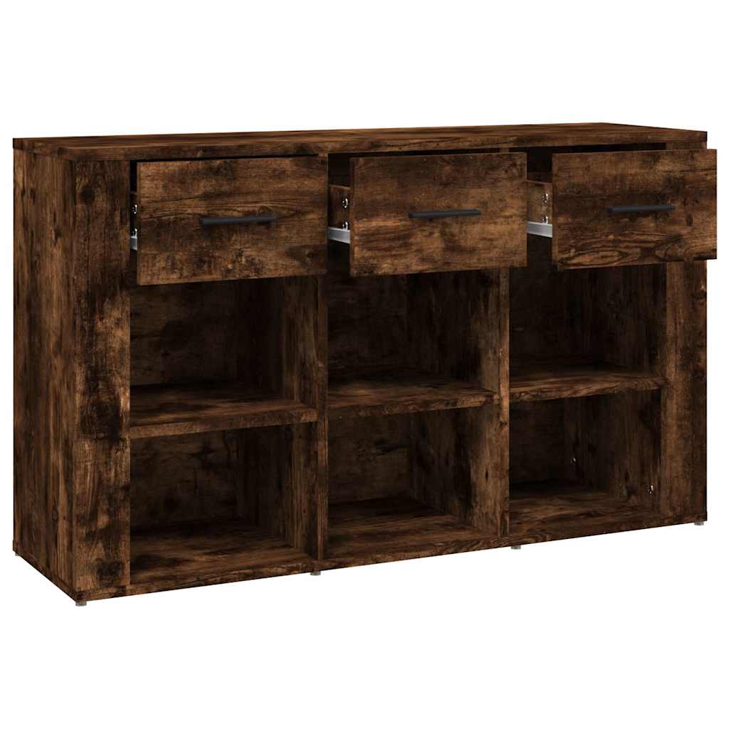 füstös tölgy színű szerelt fa tálalószekrény 100x30x59,5 cm