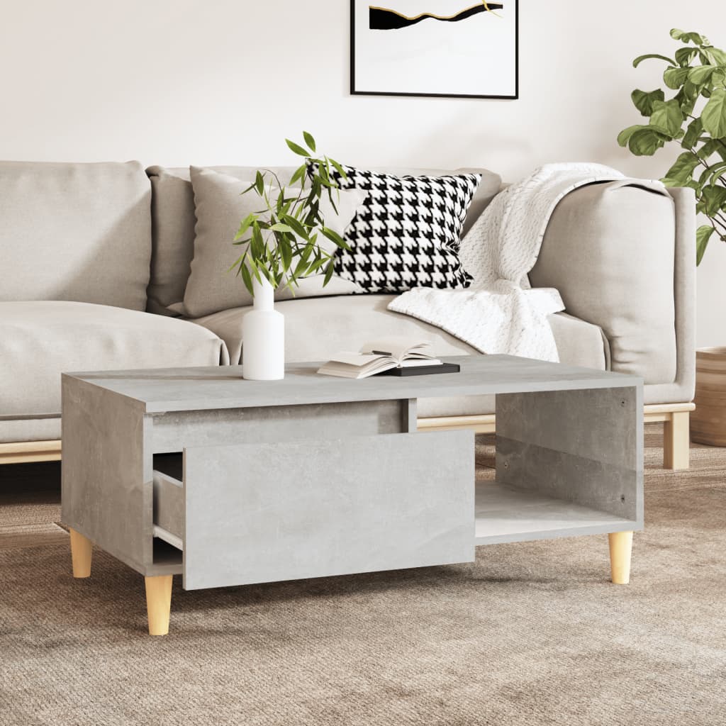 betonszürke szerelt fa dohányzóasztal 90x50x36,5 cm