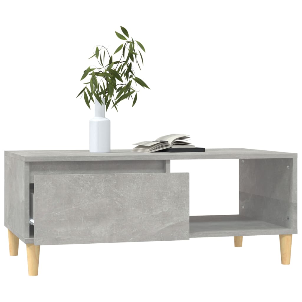 betonszürke szerelt fa dohányzóasztal 90x50x36,5 cm
