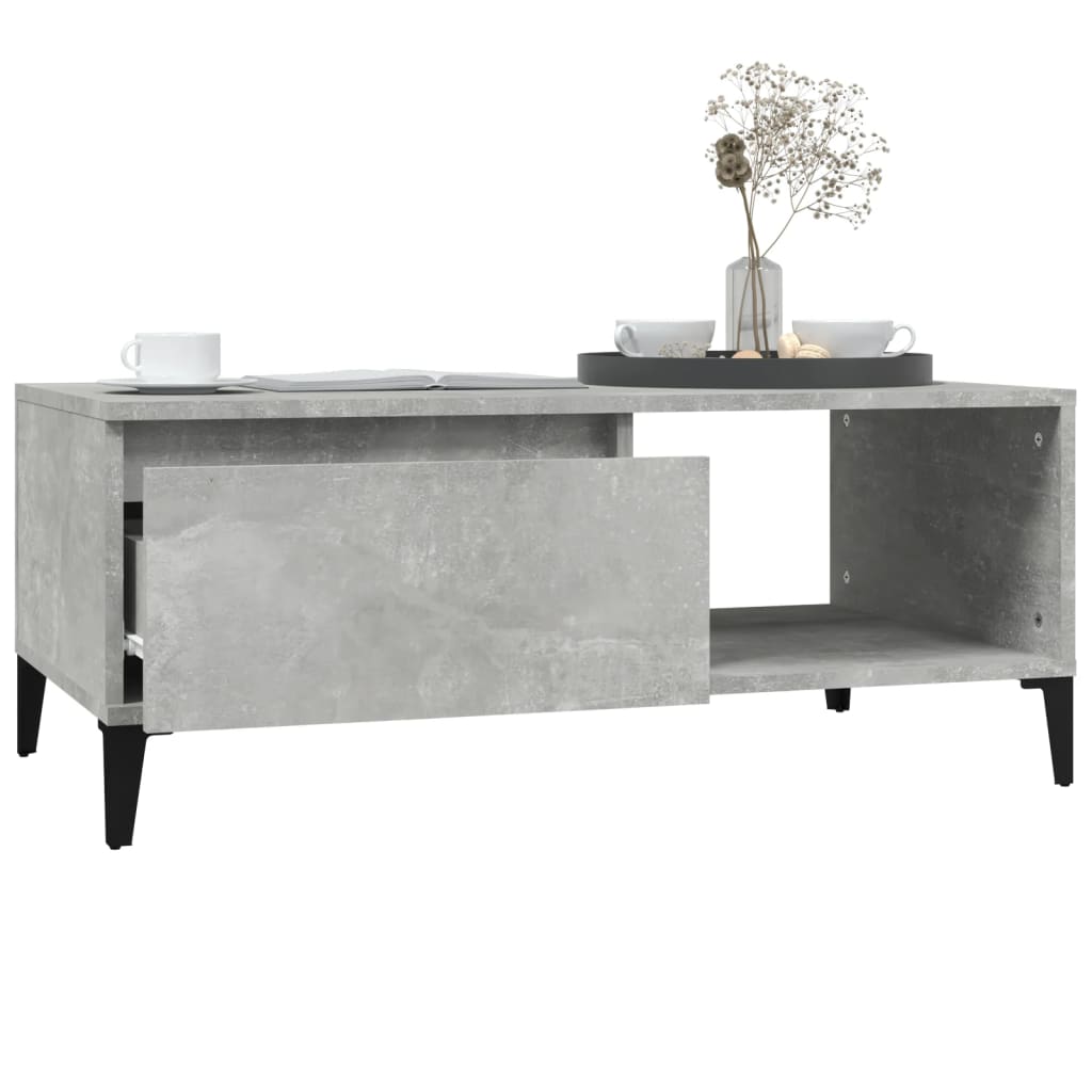 betonszürke szerelt fa dohányzóasztal 90x50x36,5 cm