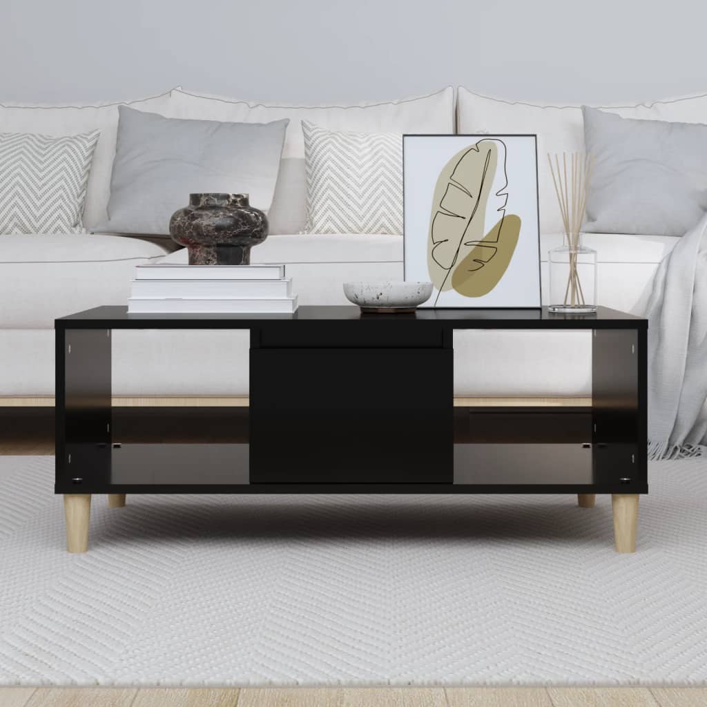 fekete szerelt fa dohányzóasztal 90x50x36,5 cm