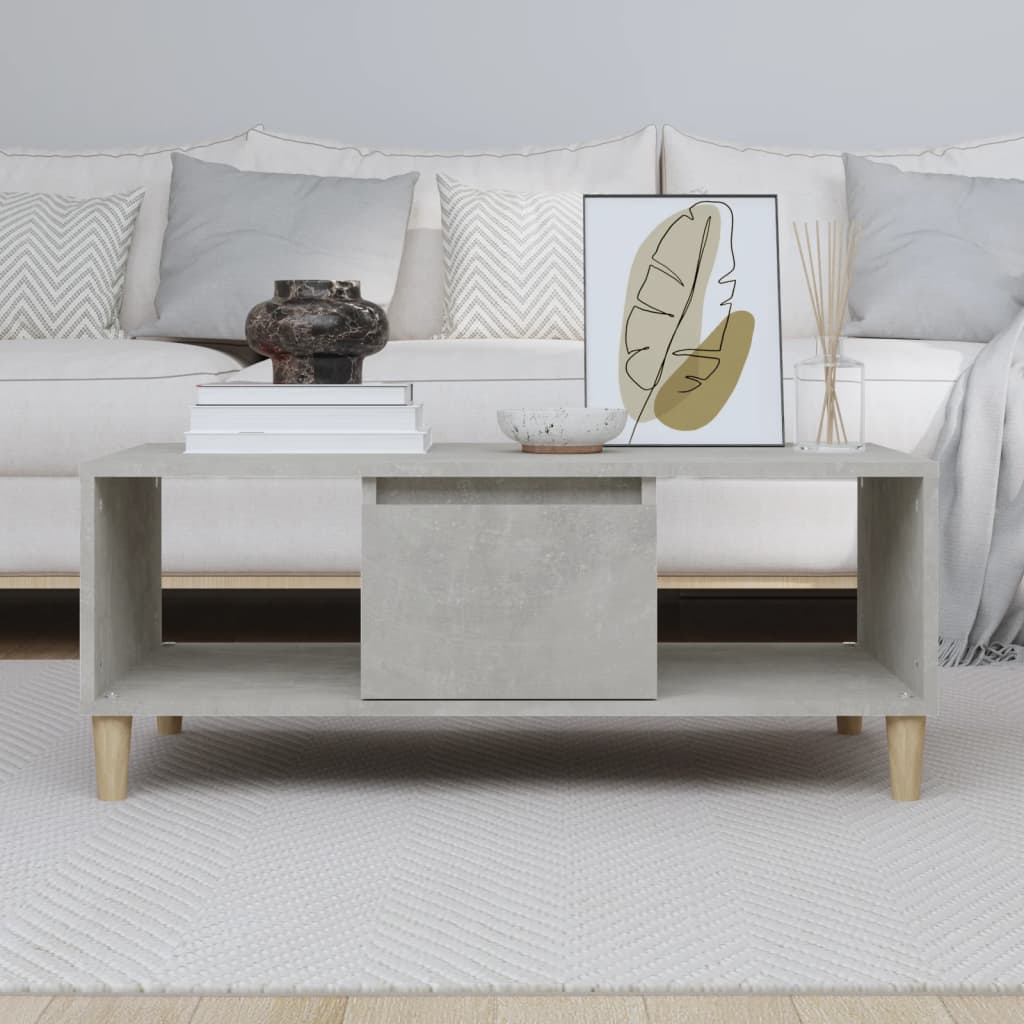 betonszürke szerelt fa dohányzóasztal 90x50x36,5 cm