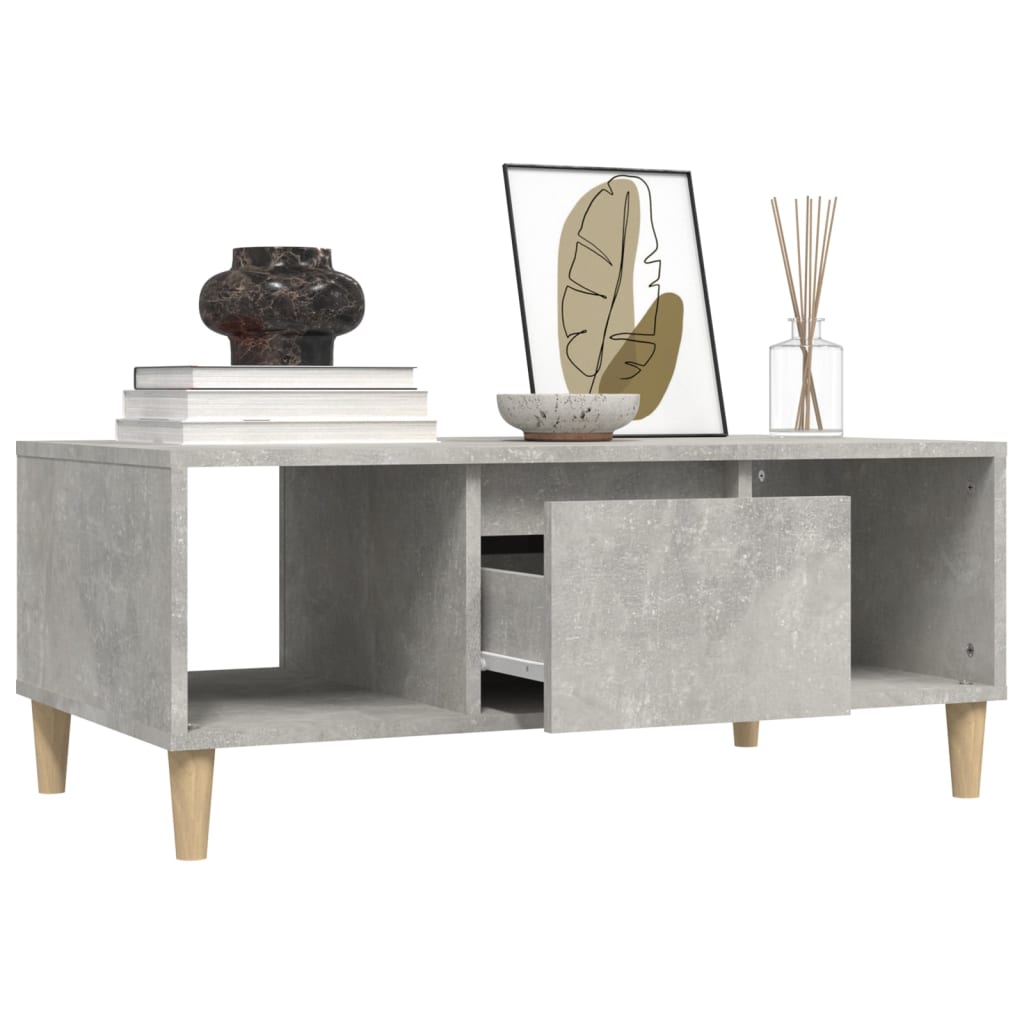 betonszürke szerelt fa dohányzóasztal 90x50x36,5 cm