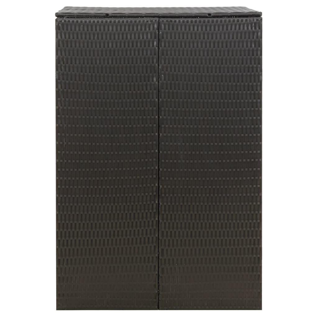 fekete polyrattan kerekes kukatároló fészer 70 x 80 x 117 cm