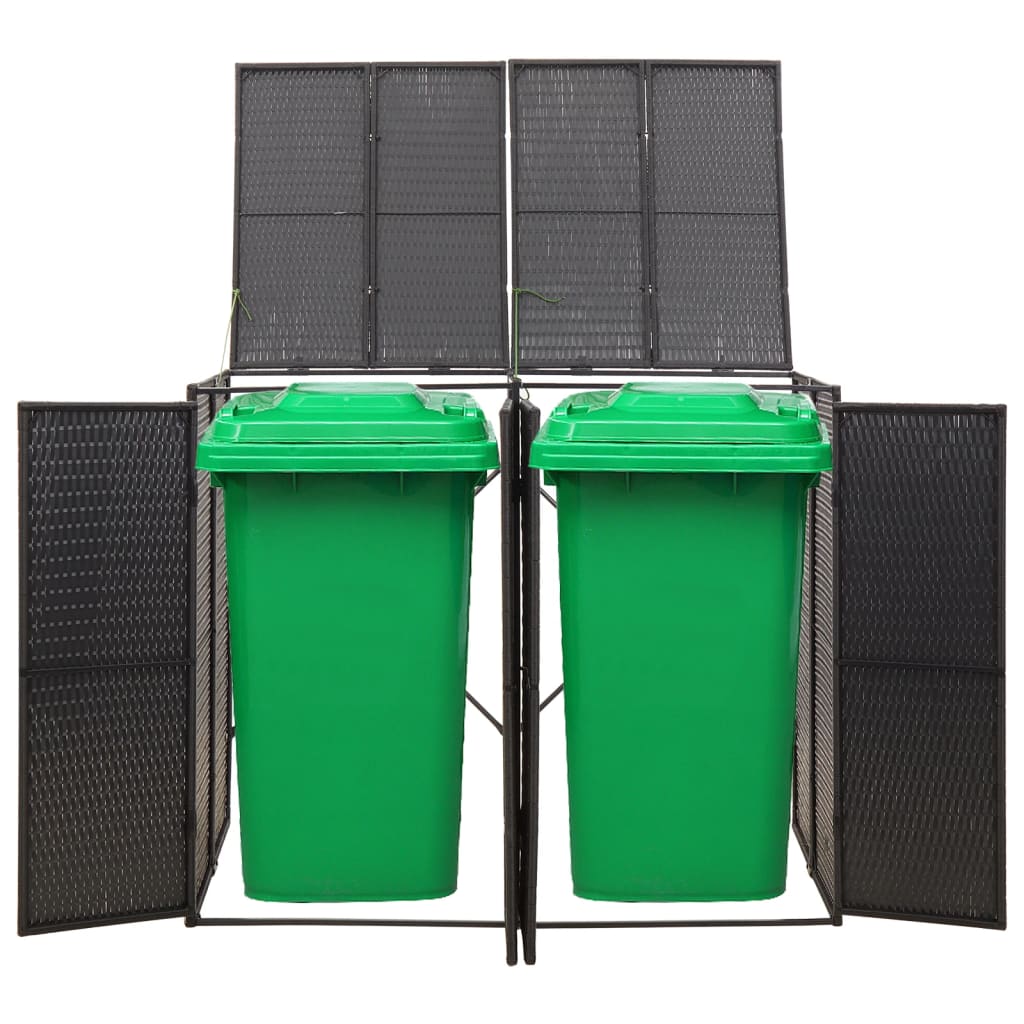 fekete polyrattan dupla kerekeskuka tárolófészer 140x80x117 cm