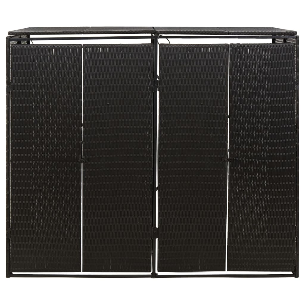 fekete polyrattan dupla kerekeskuka tárolófészer 140x80x117 cm