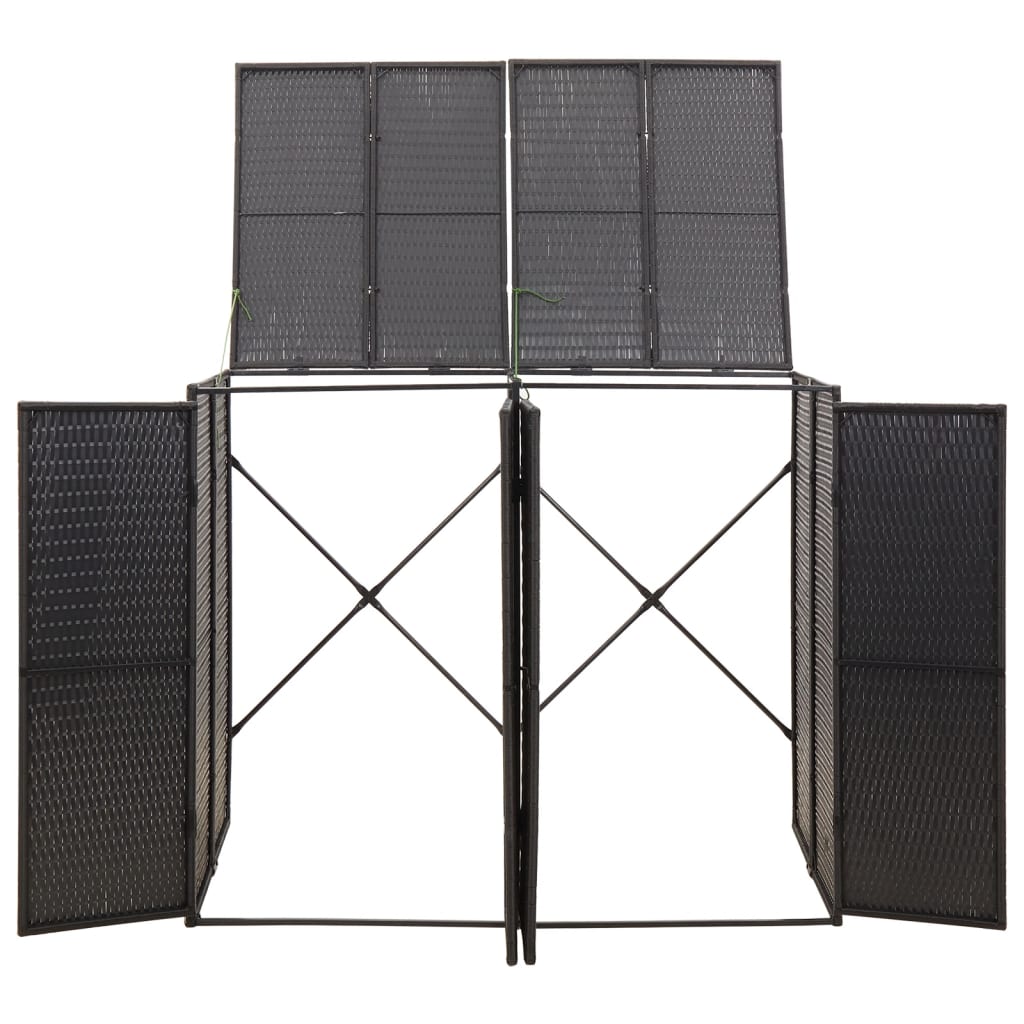 fekete polyrattan dupla kerekeskuka tárolófészer 140x80x117 cm
