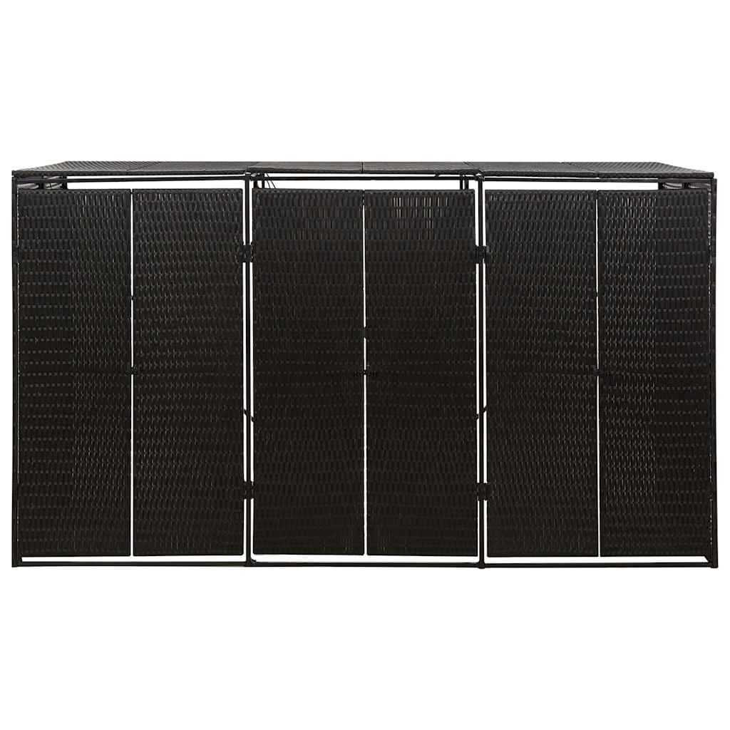 fekete polyrattan hármas kerekeskuka tárolófészer 207x80x117 cm
