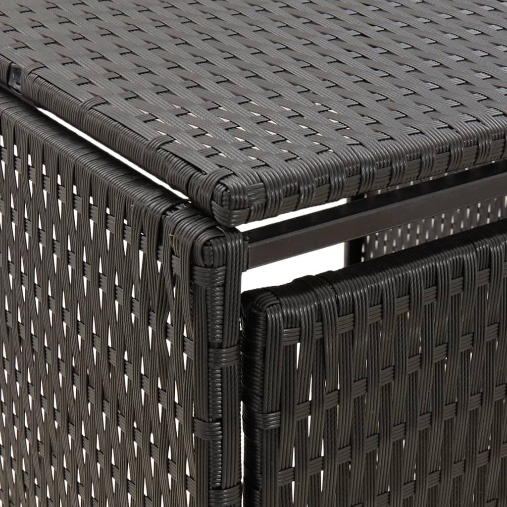 fekete polyrattan hármas kerekeskuka tárolófészer 207x80x117 cm