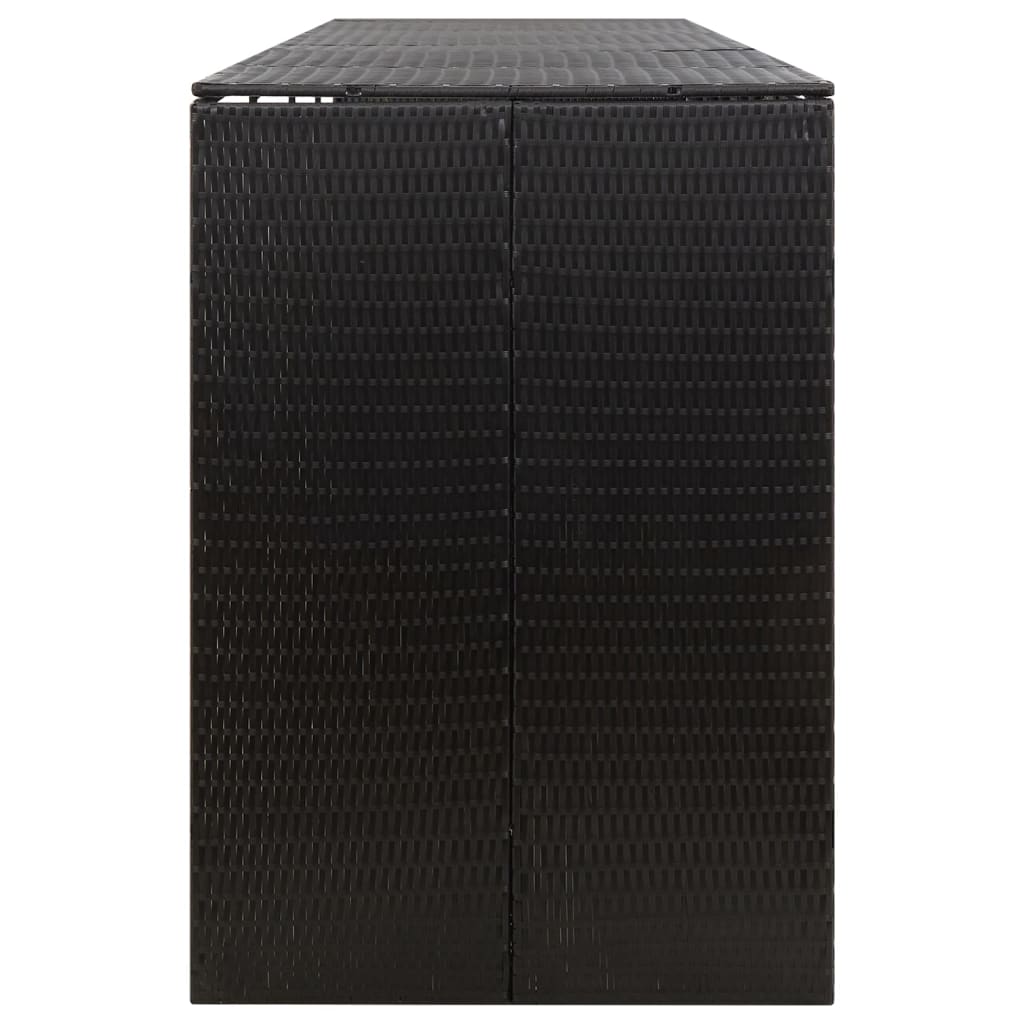 fekete polyrattan négyes kerekeskuka tárolófészer 274x80x117 cm