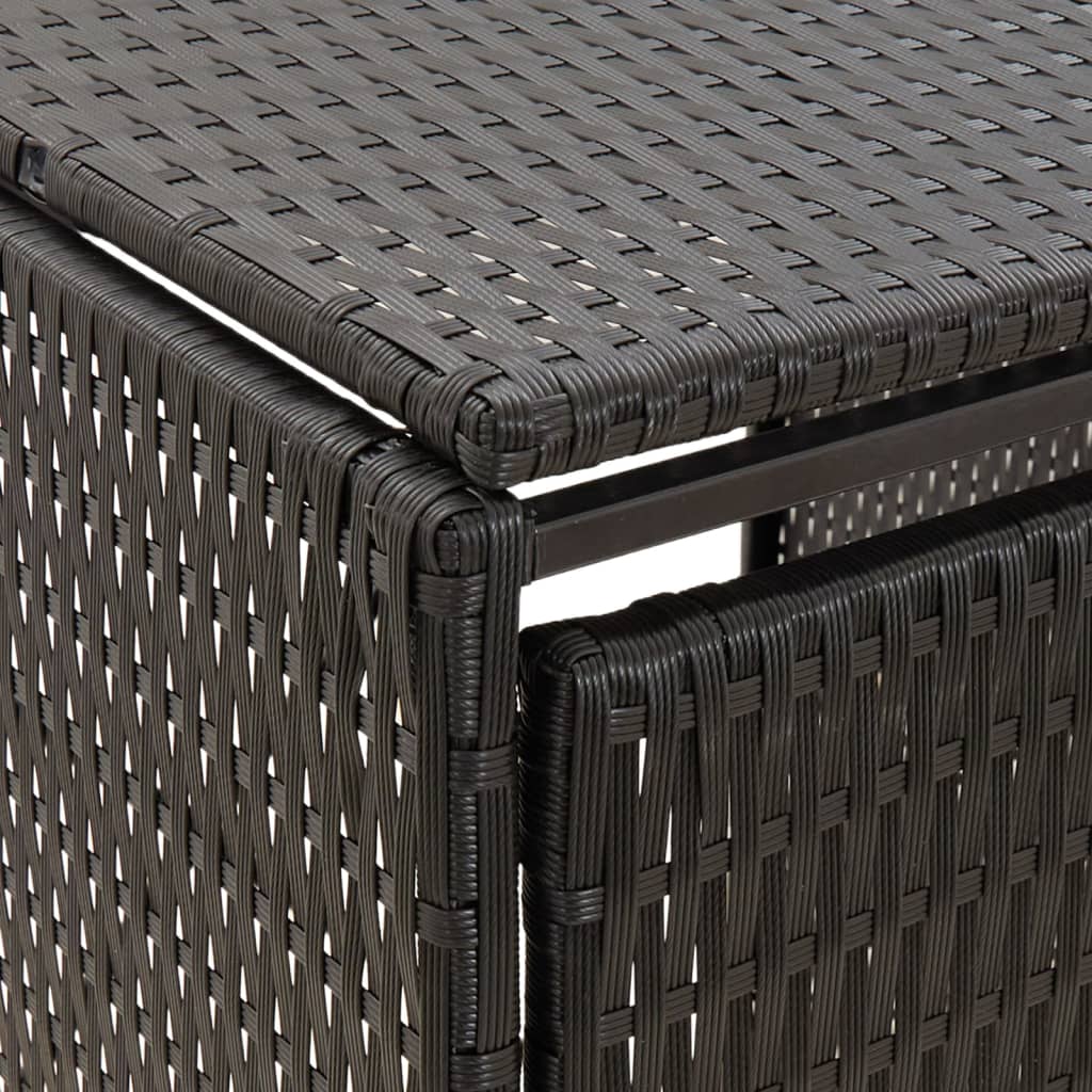 fekete polyrattan négyes kerekeskuka tárolófészer 274x80x117 cm