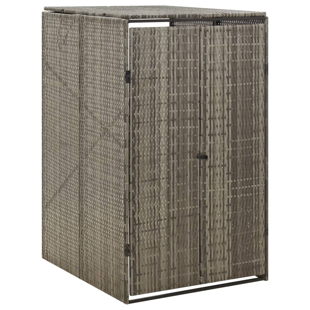 szürke polyrattan kerekes kukatároló fészer 70 x 80 x 117 cm