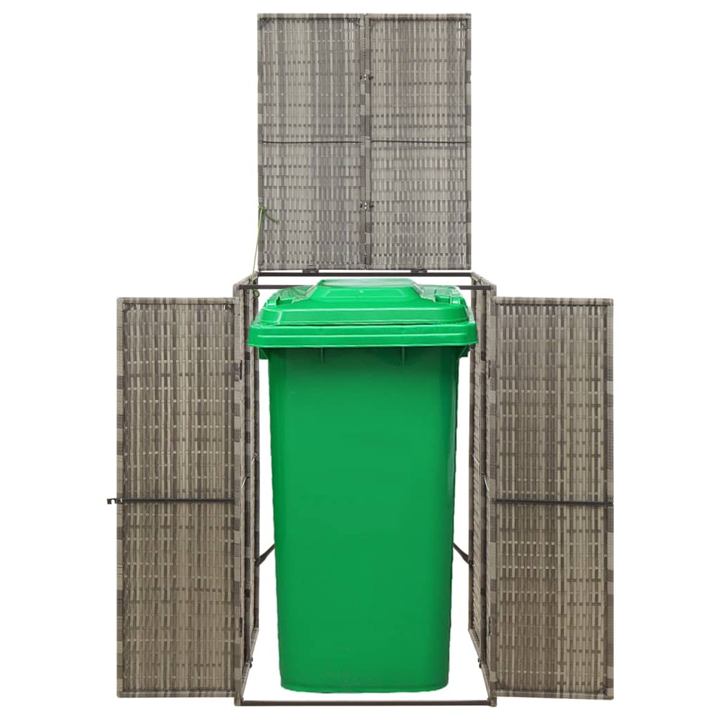 szürke polyrattan kerekes kukatároló fészer 70 x 80 x 117 cm